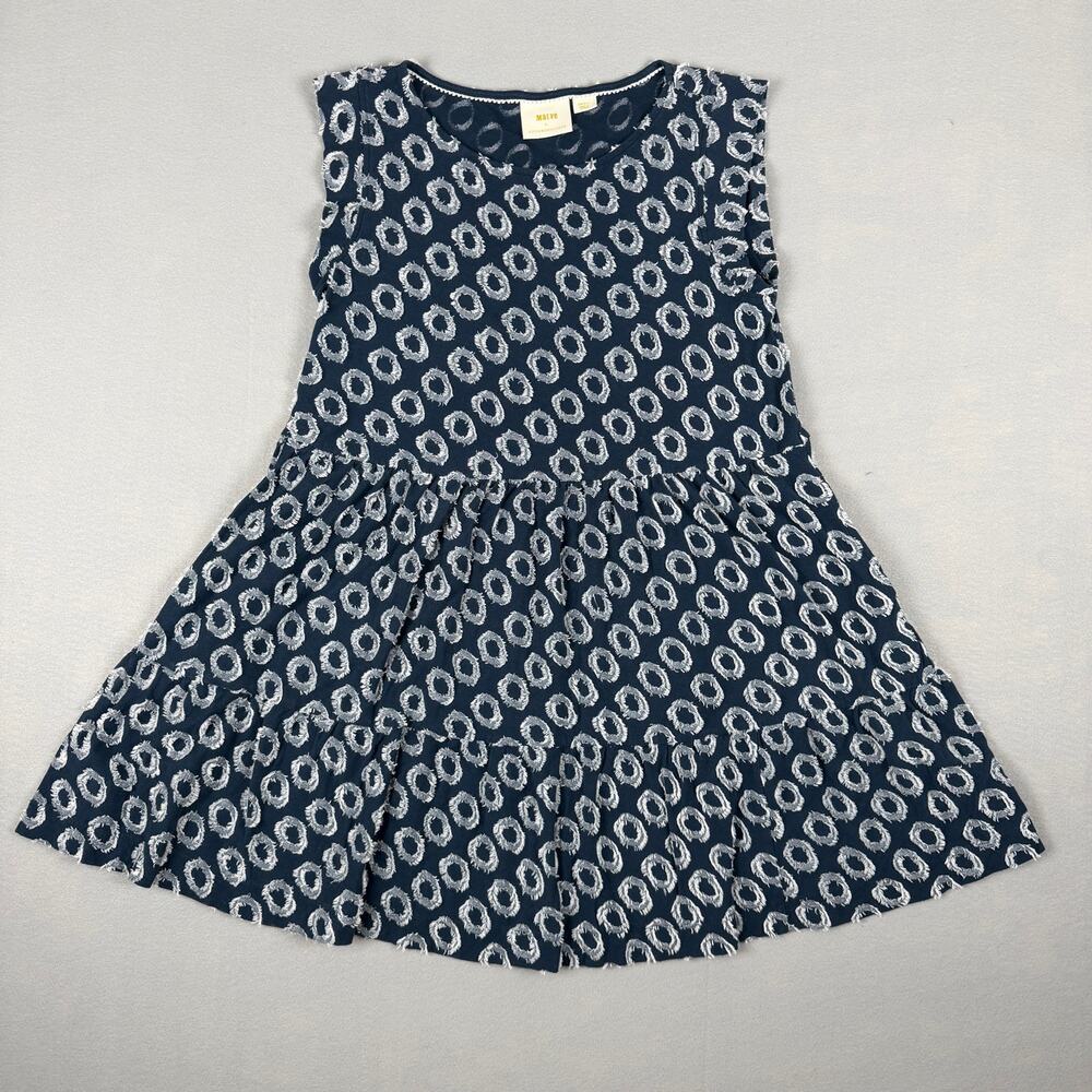 Maeve Anthropologie Embroidered Circle Tiered Mini Dress blue and white Sz S